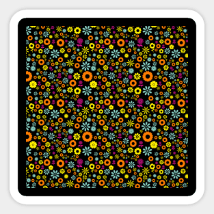 Flowers Spring Colors and Black Pattern v1 Sticker